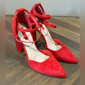 FOREVER 21 00353502 Velvety Red Heels Shoes